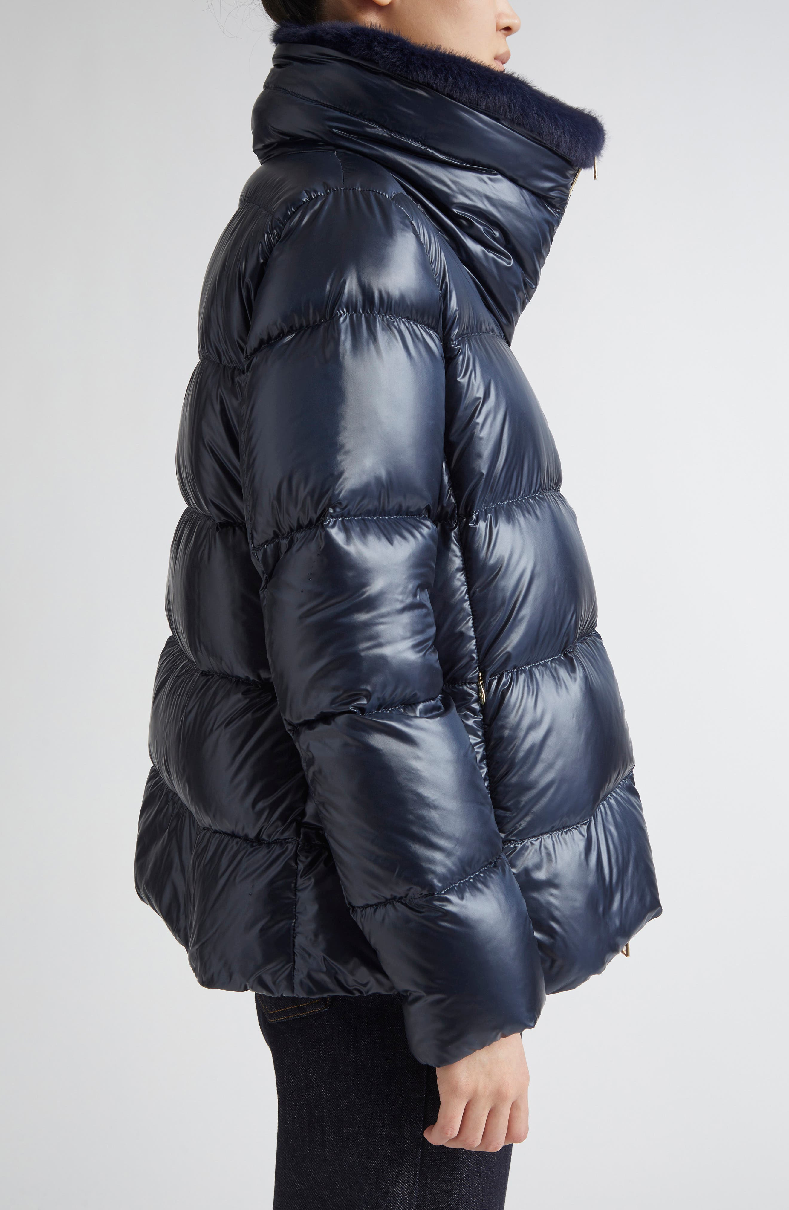 Herno Shiny Nylon Down Jacket in Blue Navy at Nordstrom - 3