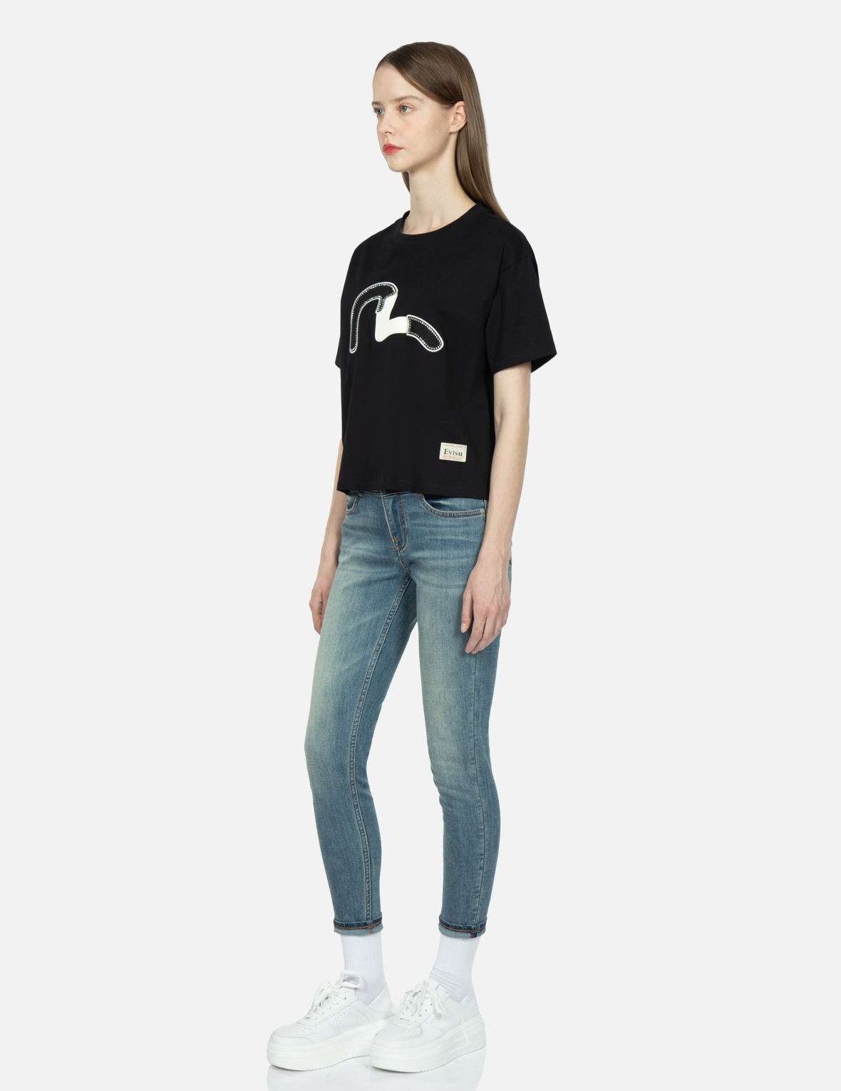 SEAGULL AND KAMON EMBOSSED SKINNY JEANS - 4