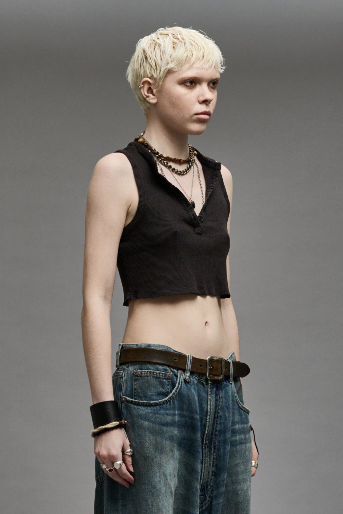 HENLEY TANK - WASHED BLACK - 5