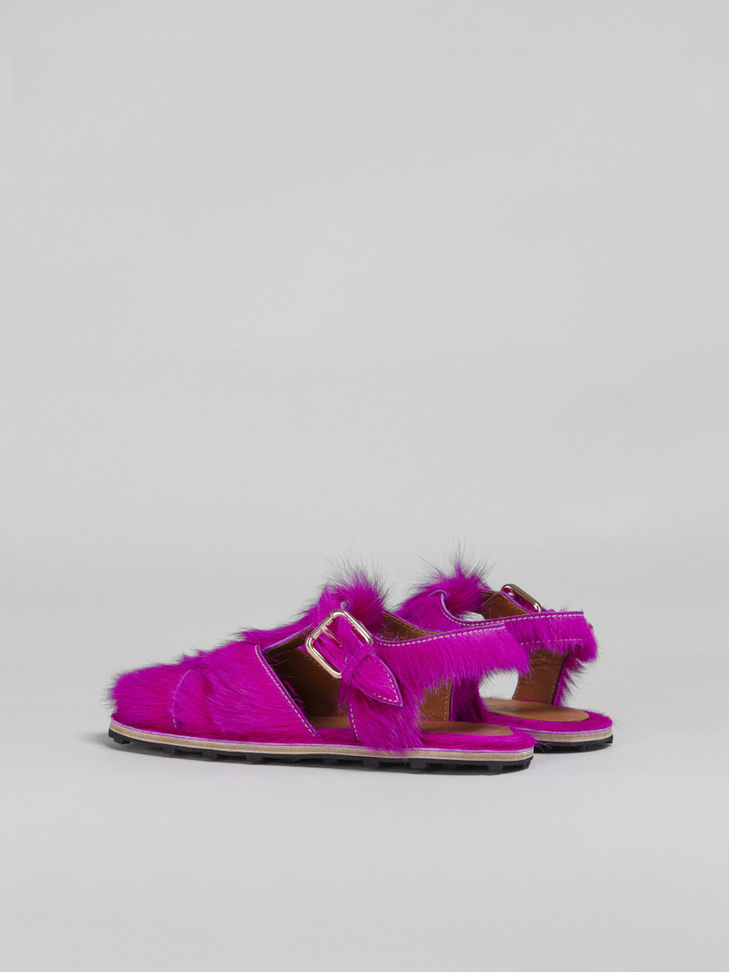 Marni LONG FUCHSIA CALF HAIR FISHERMAN'S SANDAL outlook