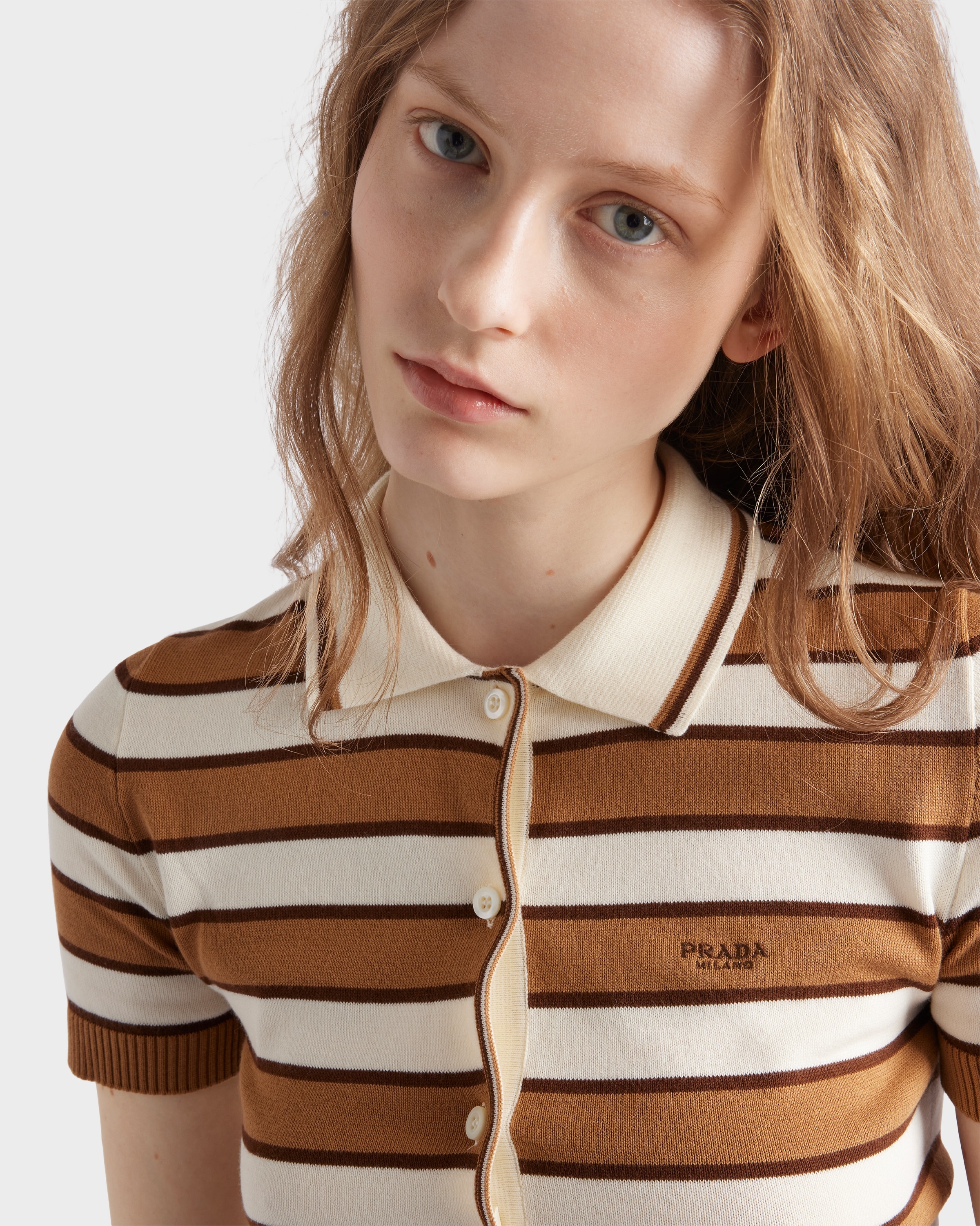 Short-sleeved striped cotton cardigan - 3