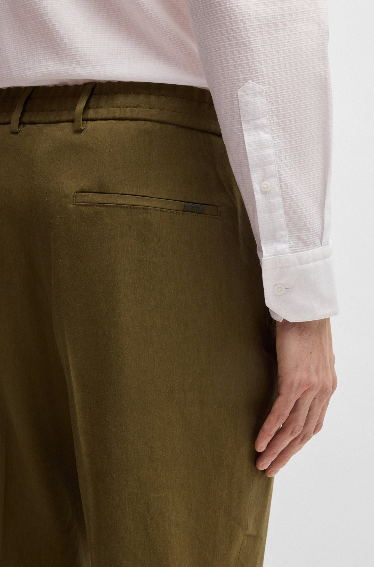 BOSS SELECTED BY SHOHEI OHTANI TAPERED-FIT TROUSERS IN A LINEN BLEND - 5