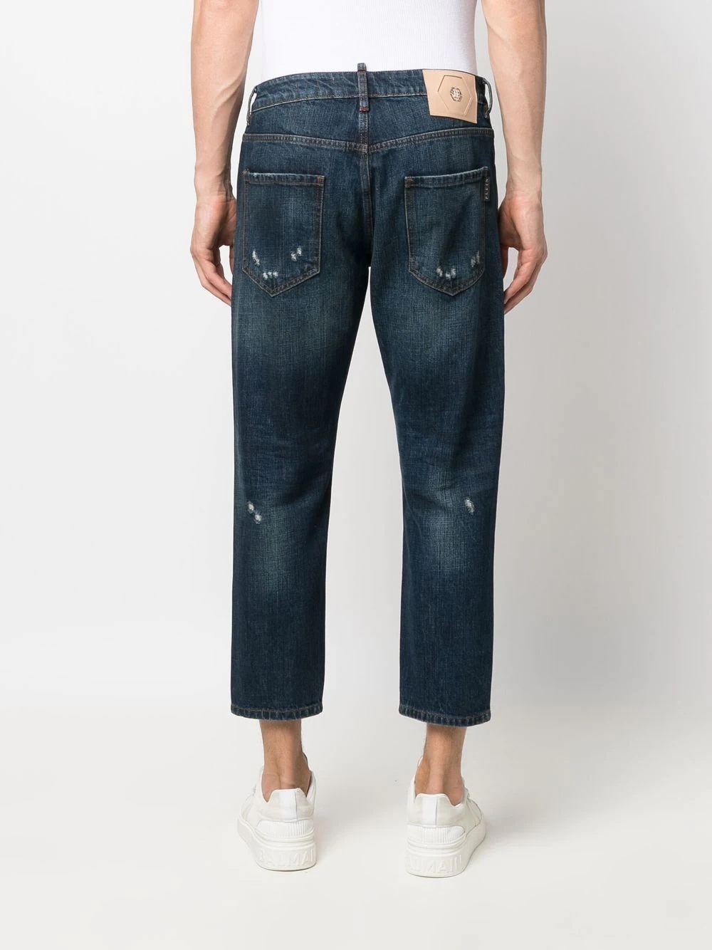 distressed-effect cropped jeans - 4