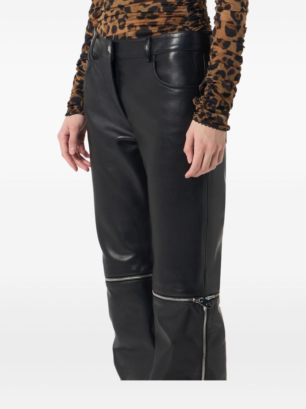 leather zip-detail trousers - 5