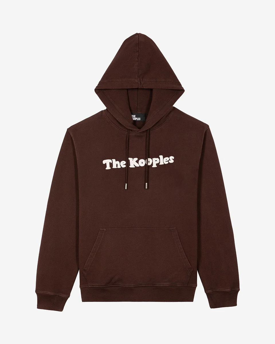 HOODED SWEATSHIRT WITH BROWN EMBROIDERY - 1
