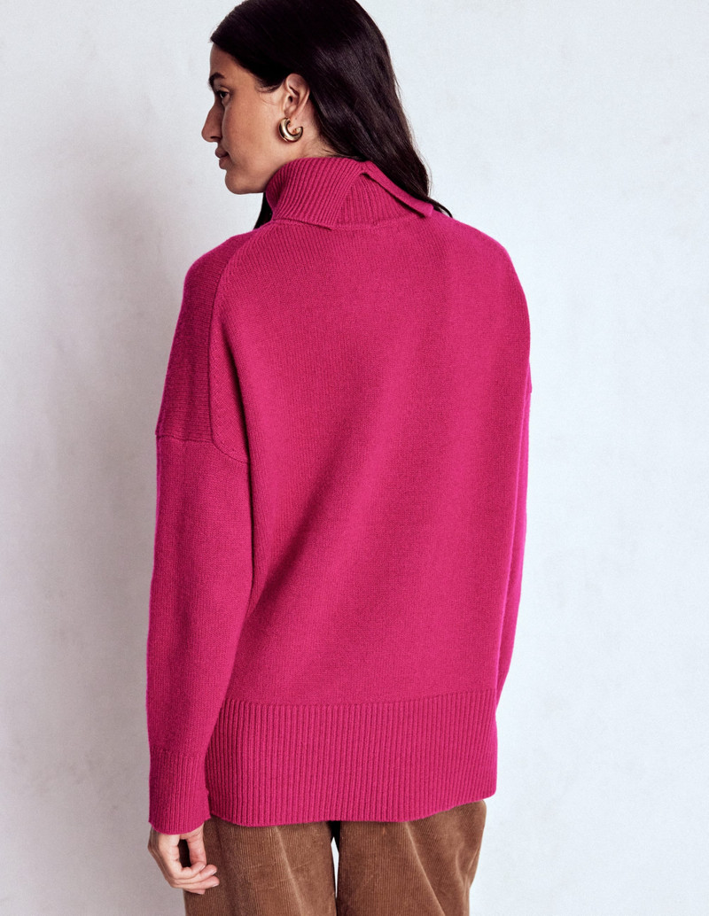 Polly Merino Roll Neck Sweater-Sorbet Pink 4