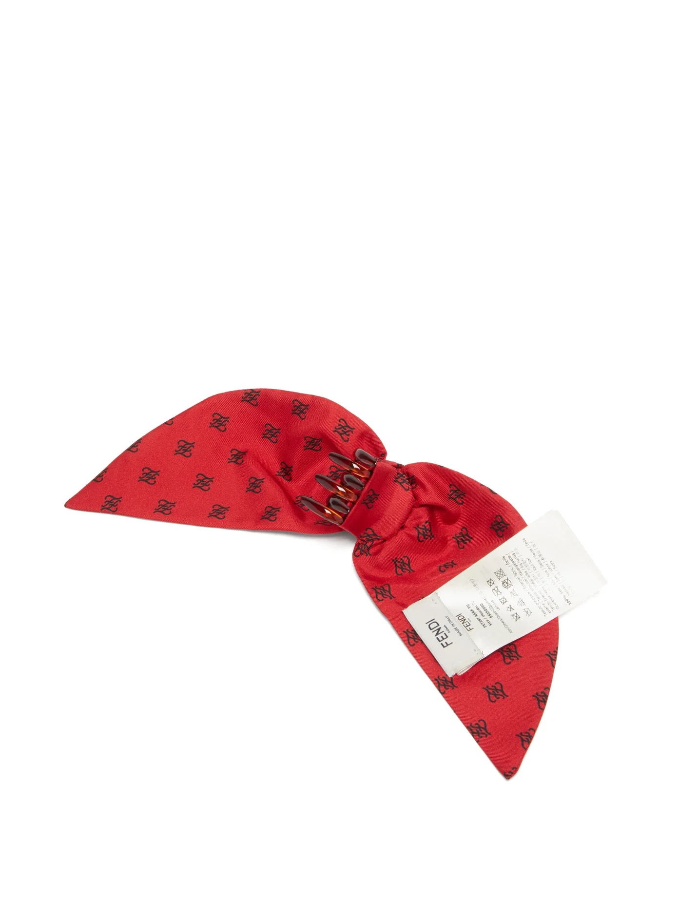 Karligraphy-print silk-twill hair clip - 4