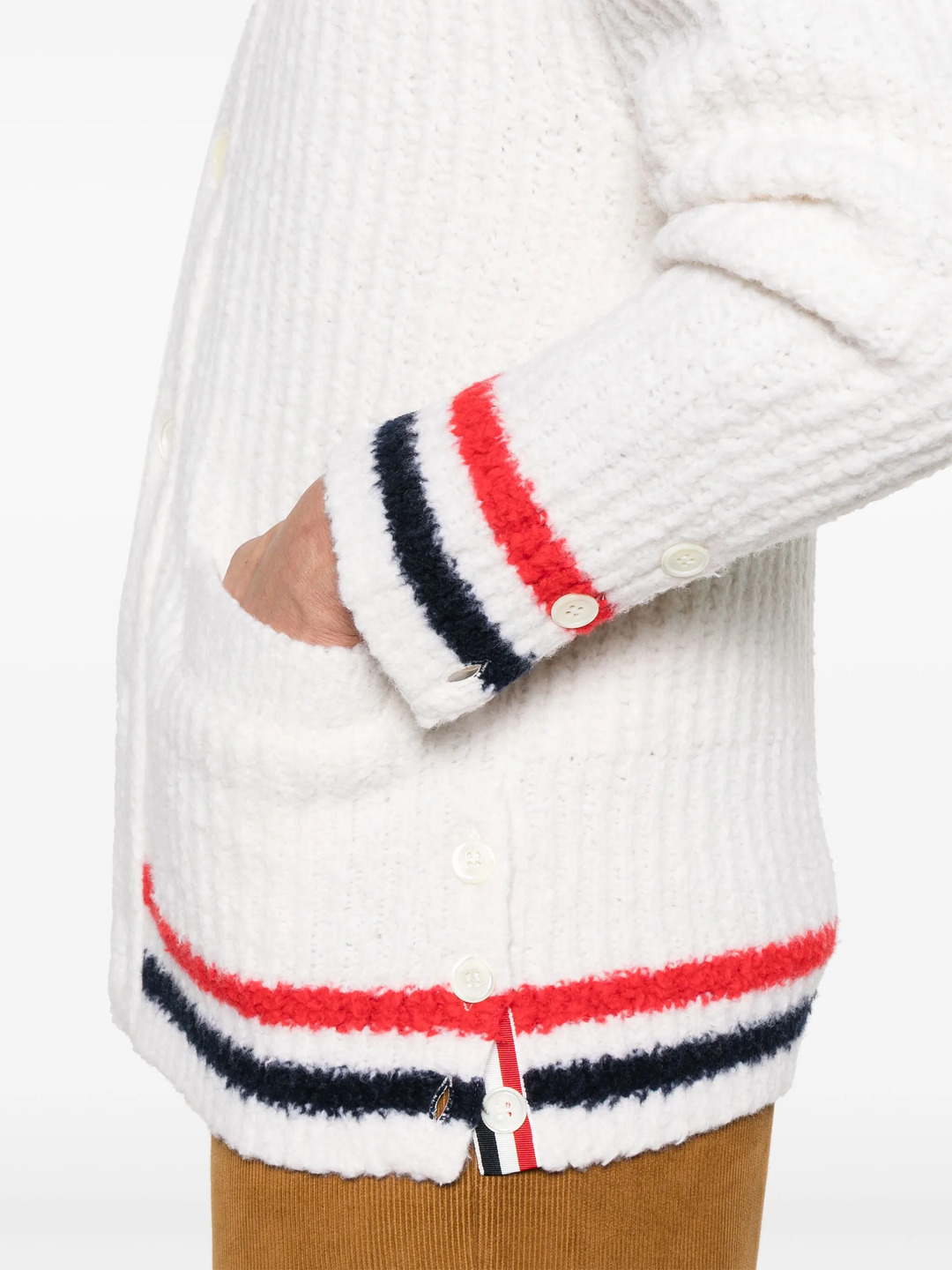Chunky Rib Stitch V Neck Cardigan Men - 5