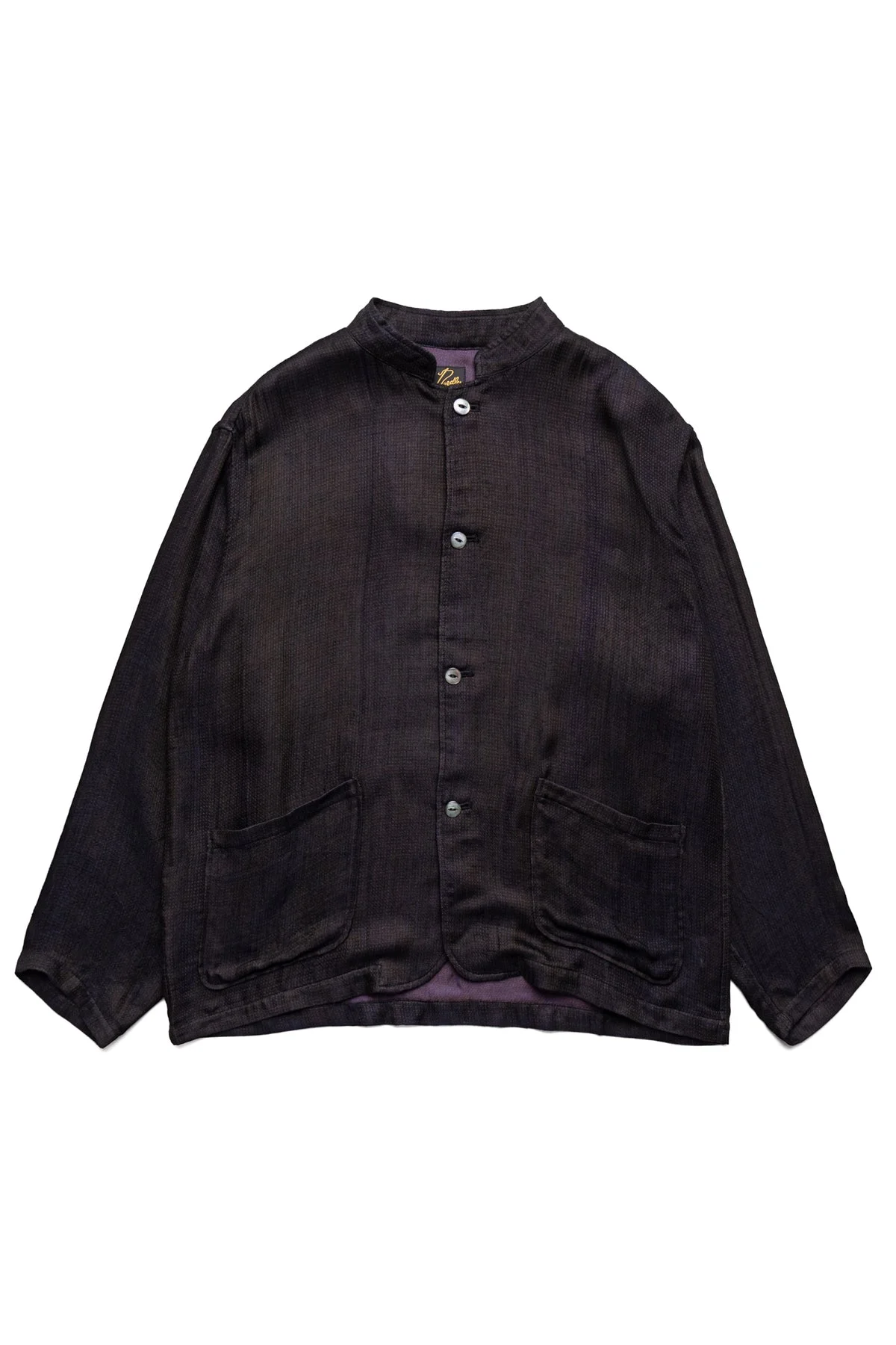 Stand Collar Jacket Rayon Double Face Gauze - Purple - 1