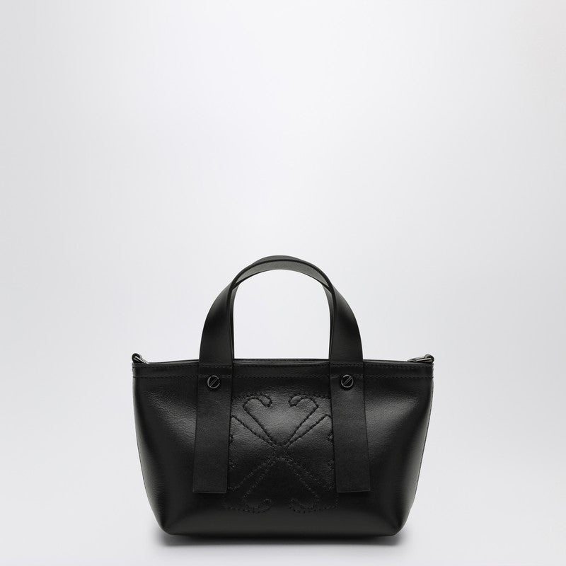 Off-White Black Leather Handbag With Logo Women - 1