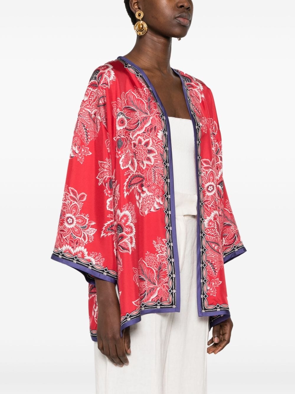 floral-print silk jacket - 3