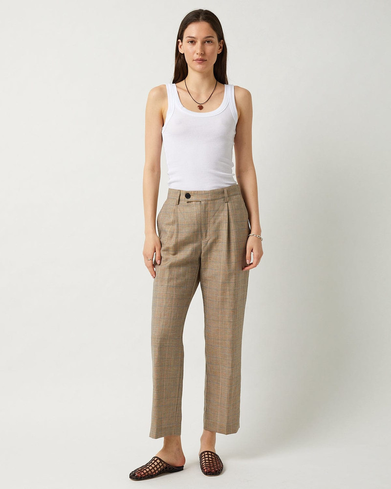 PLAID LINEN PLEATED TROUSER 6