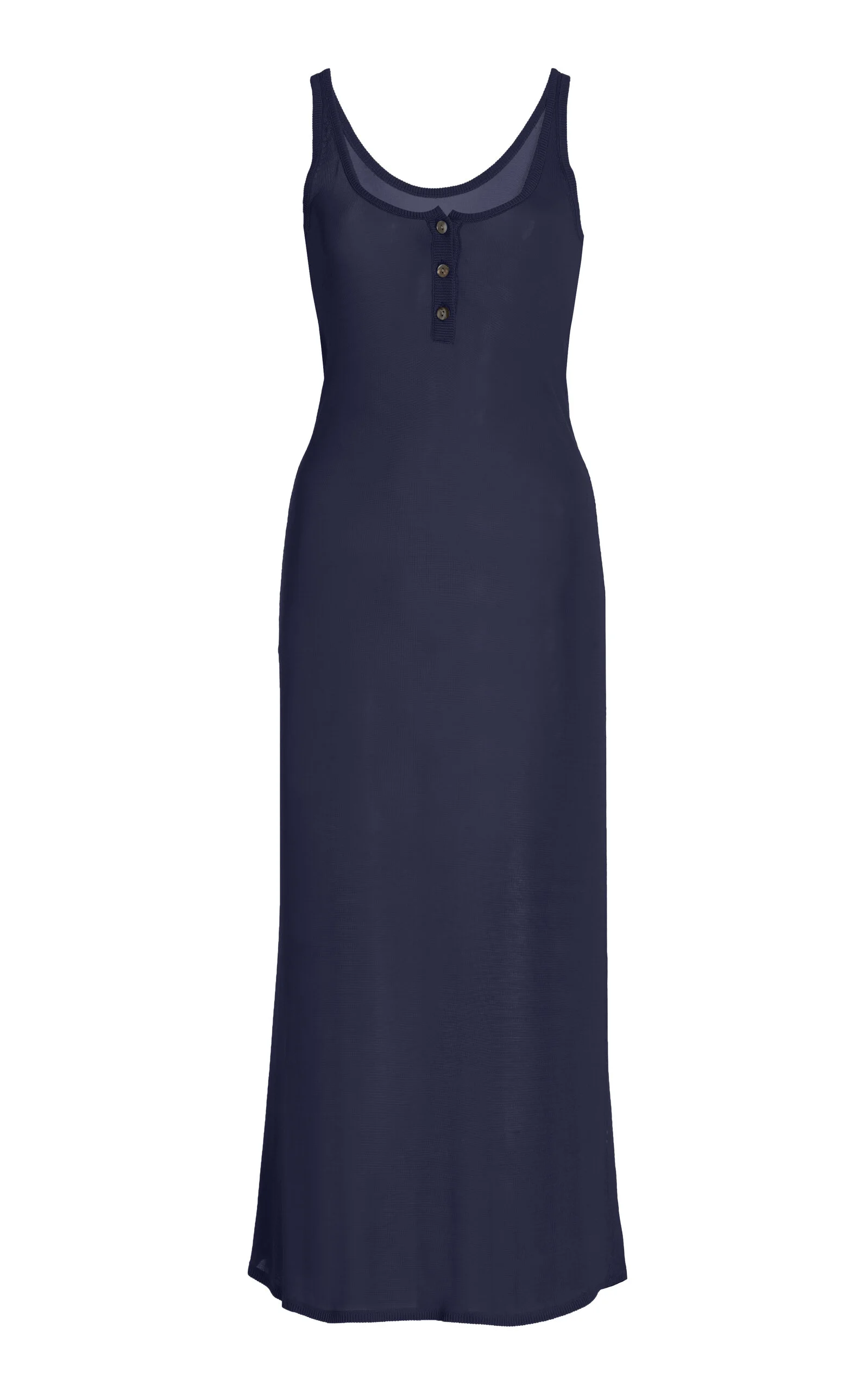 The Catherine Knit Midi Henley Dress navy - 1
