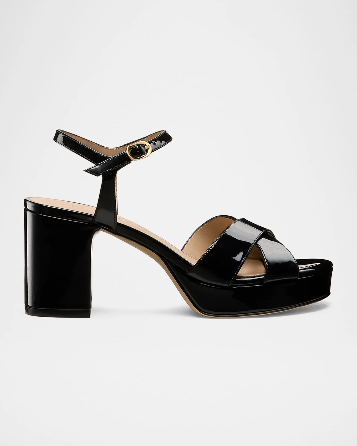 Dayna Patent Crisscross Platform Sandals - 1