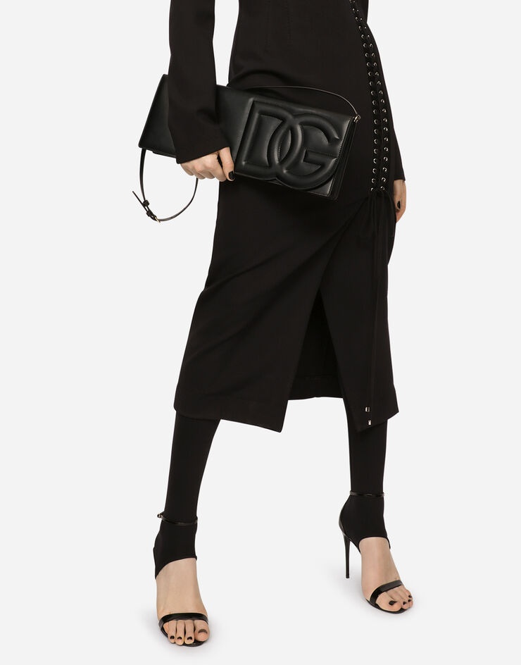 Calfskin baguette bag with logo - 2
