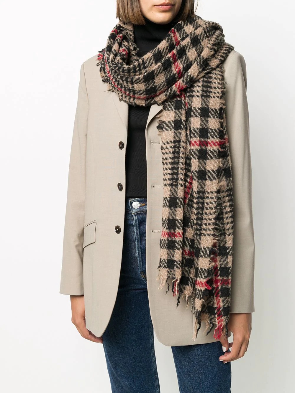 checked pattern scarf  - 2