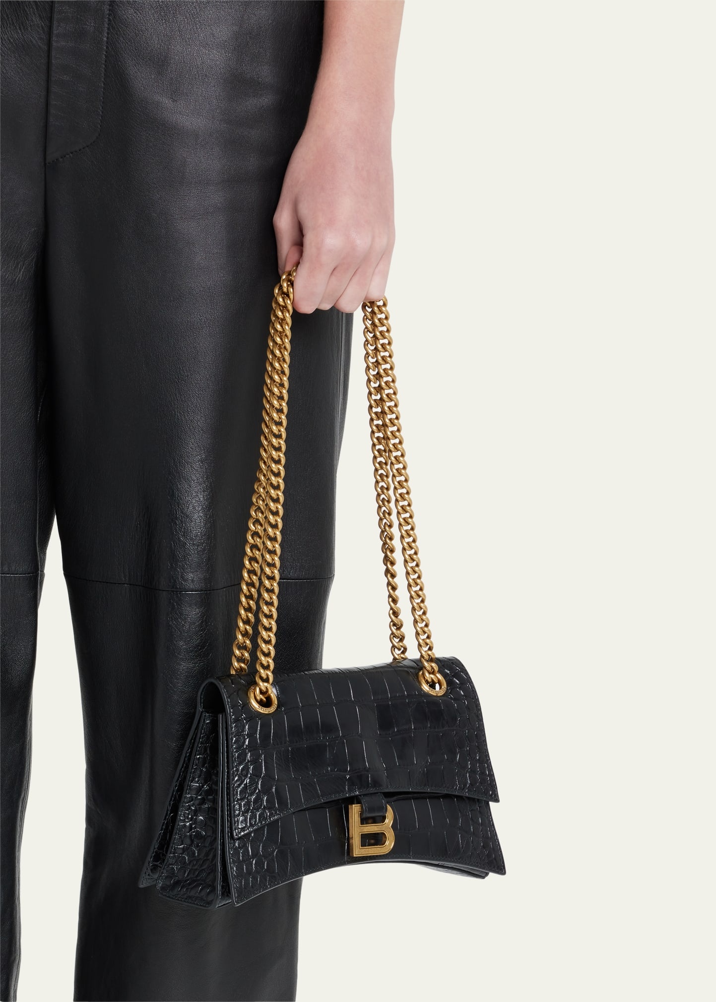 Crush Croc-Embossed Small Shoulder Bag - 2