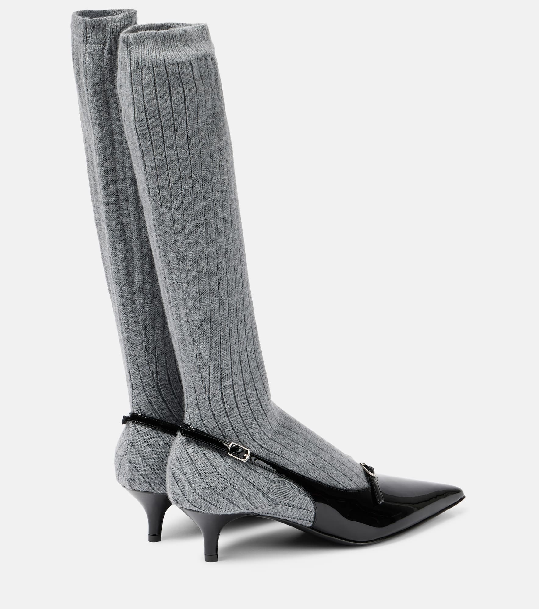 Patent leather slingback pumps with socks - 2