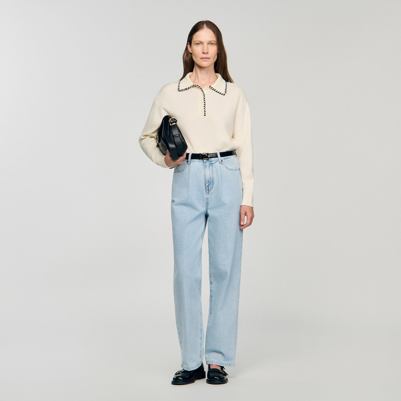 Sandro CONTRAST POLO-NECK KNIT SWEATER outlook