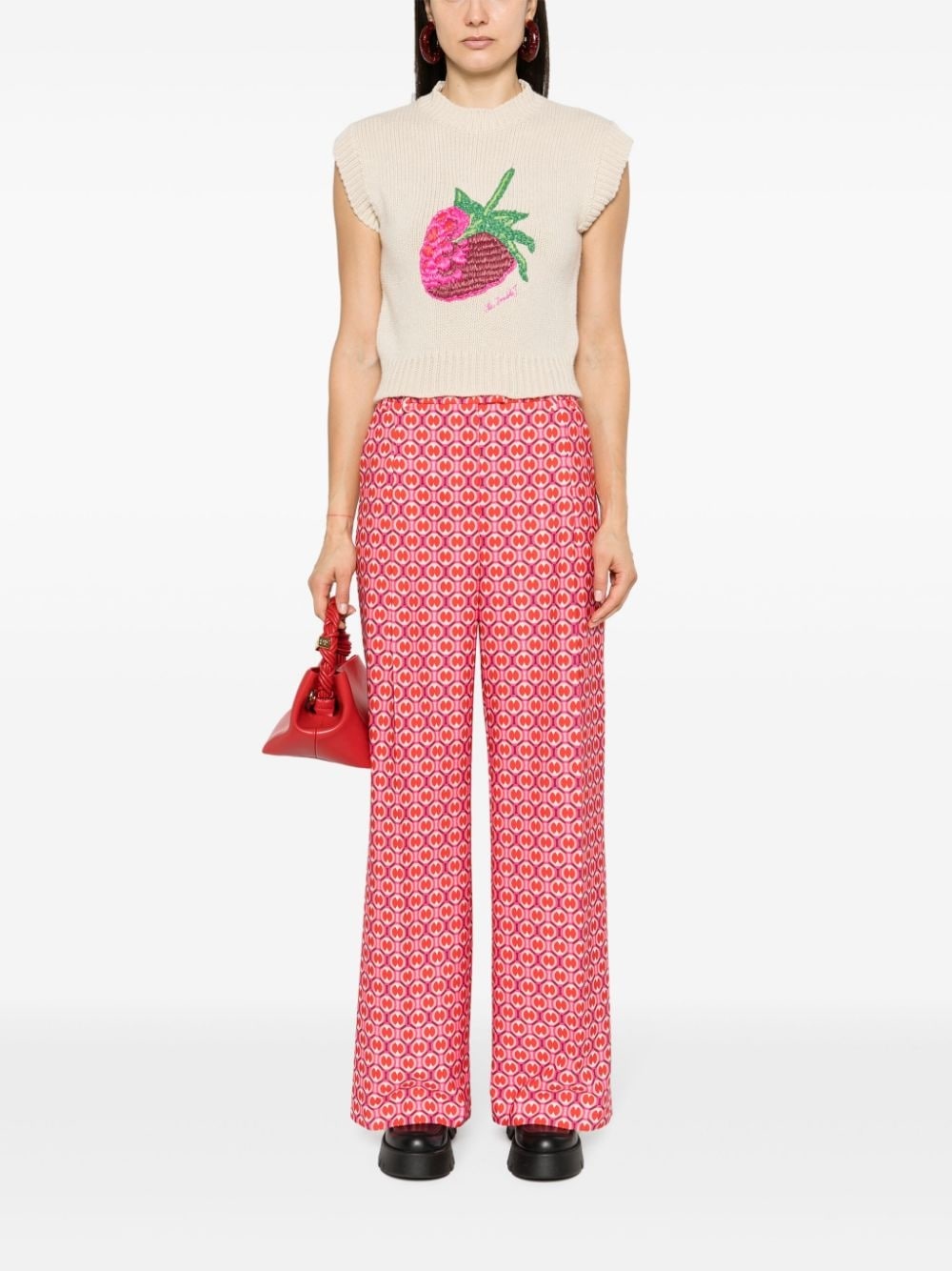 Lampone embroidered knitted vest - 2