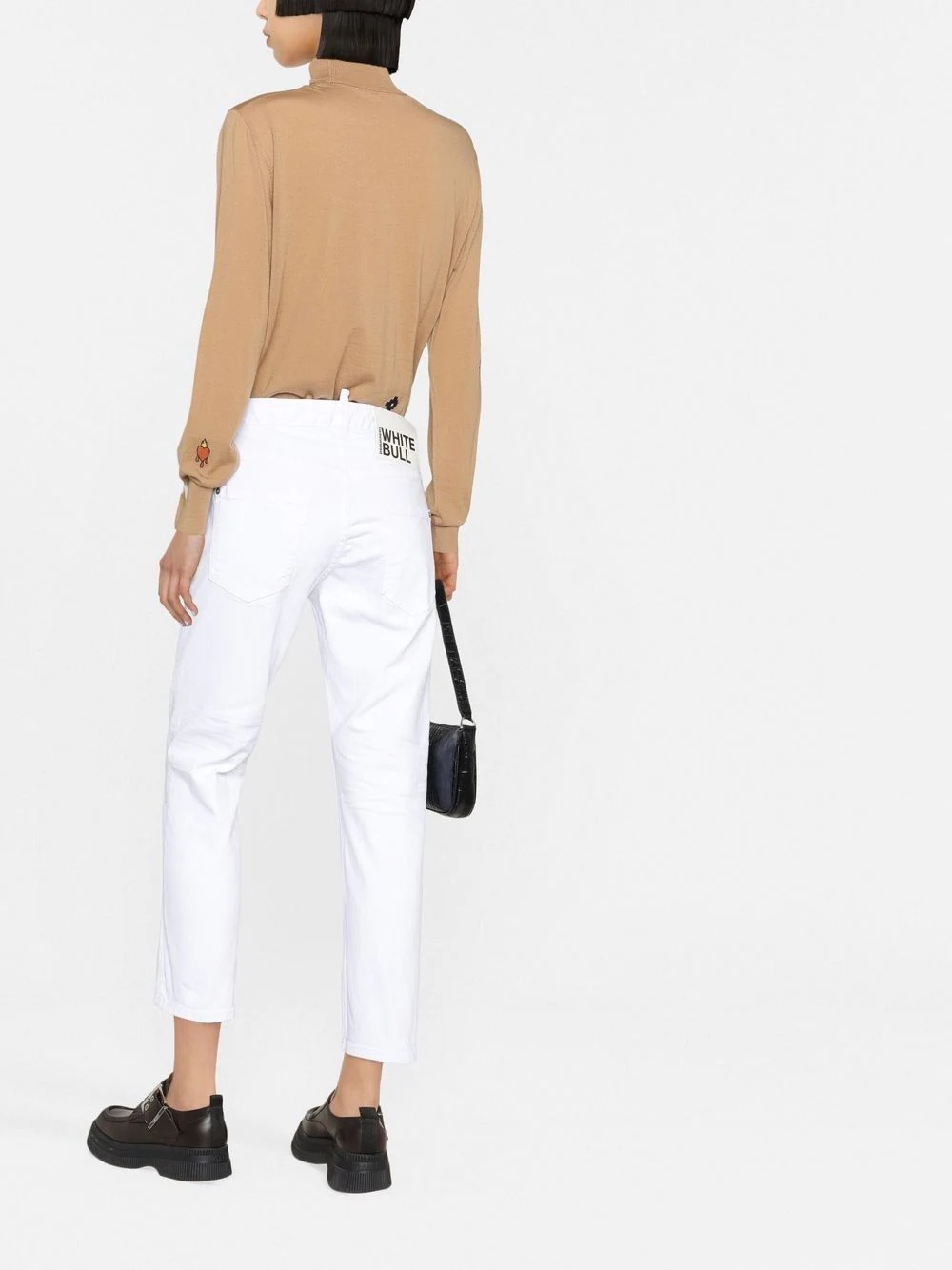 logo-embroidered roll-neck jumper - 4