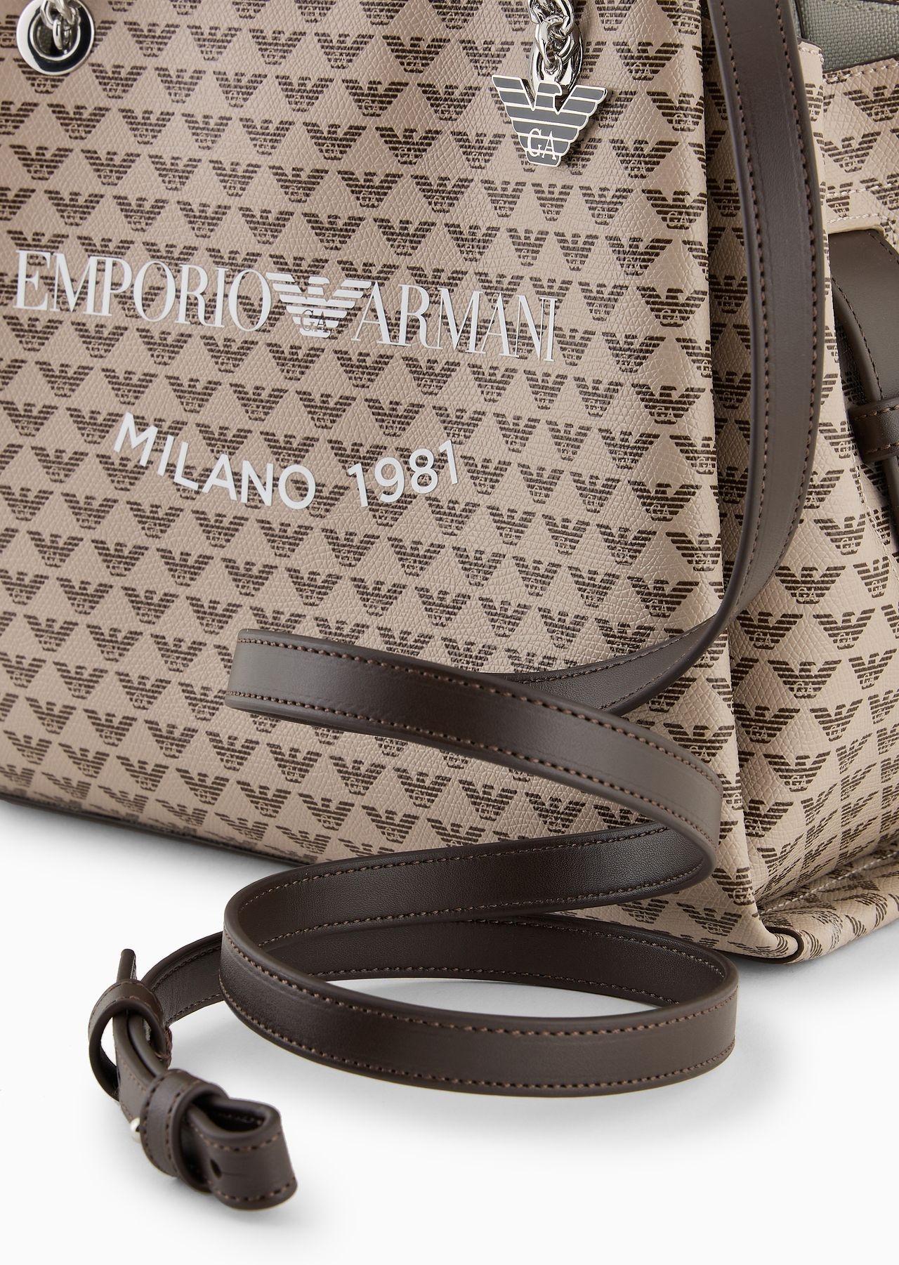 All-over eagle handbag with Milano 1981 logo print - 5