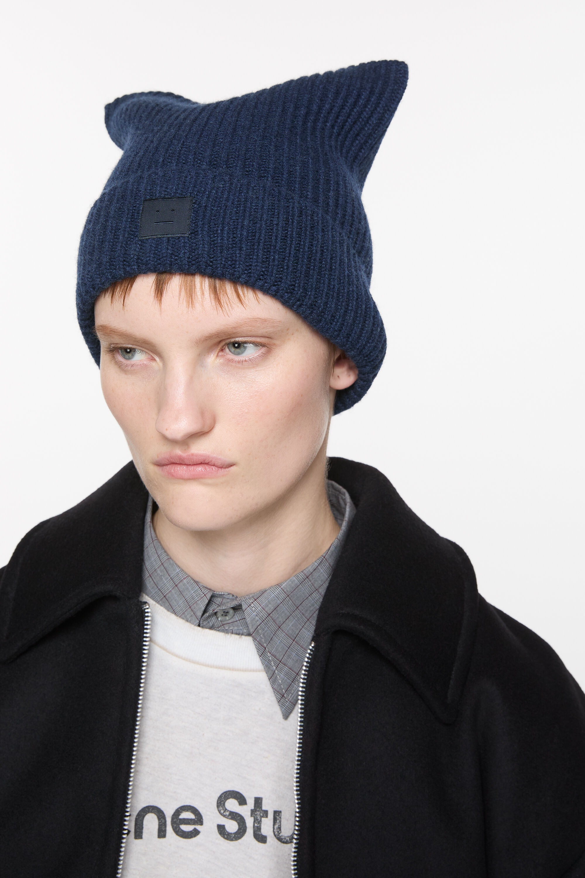 Face logo square beanie - Navy melange - 2