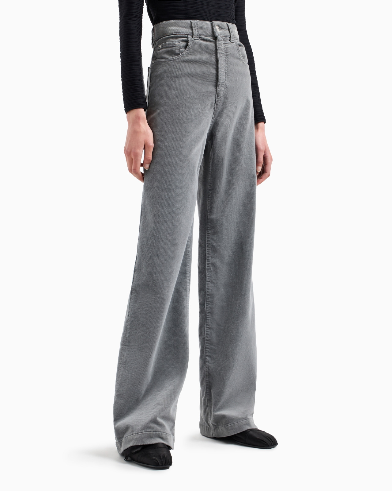J14 high-waisted, wide-leg palazzo trousers in garment-dyed corduroy - 2