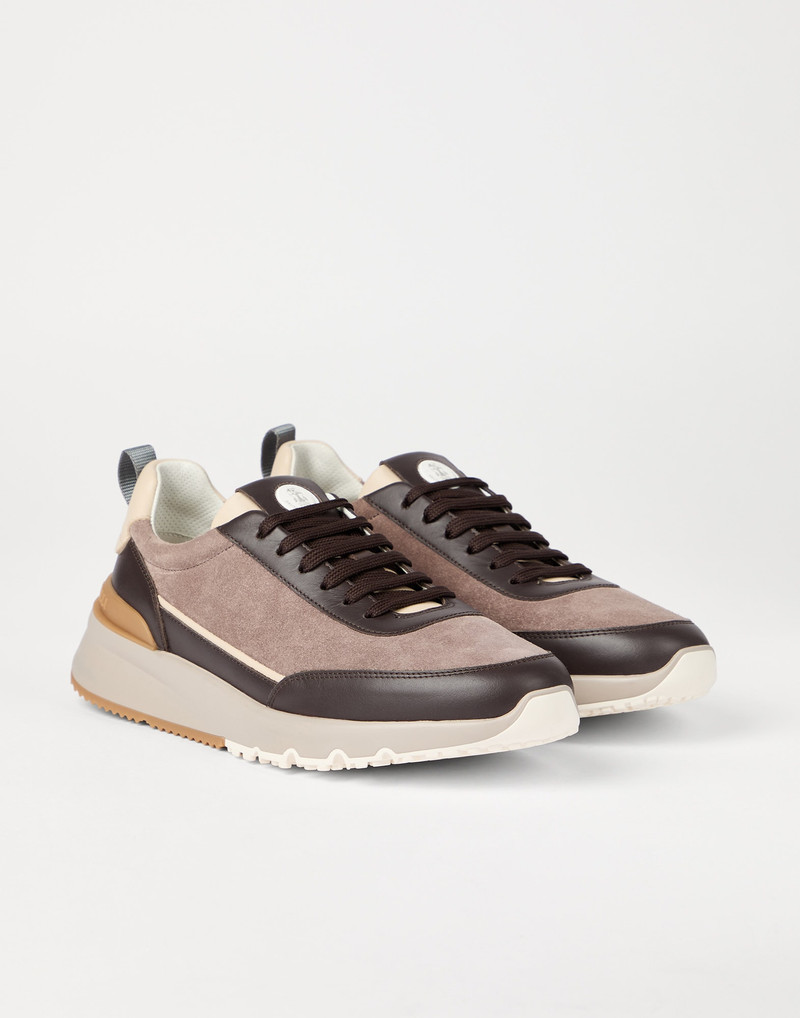 Washed suede and semi-polished calfskin runners 1