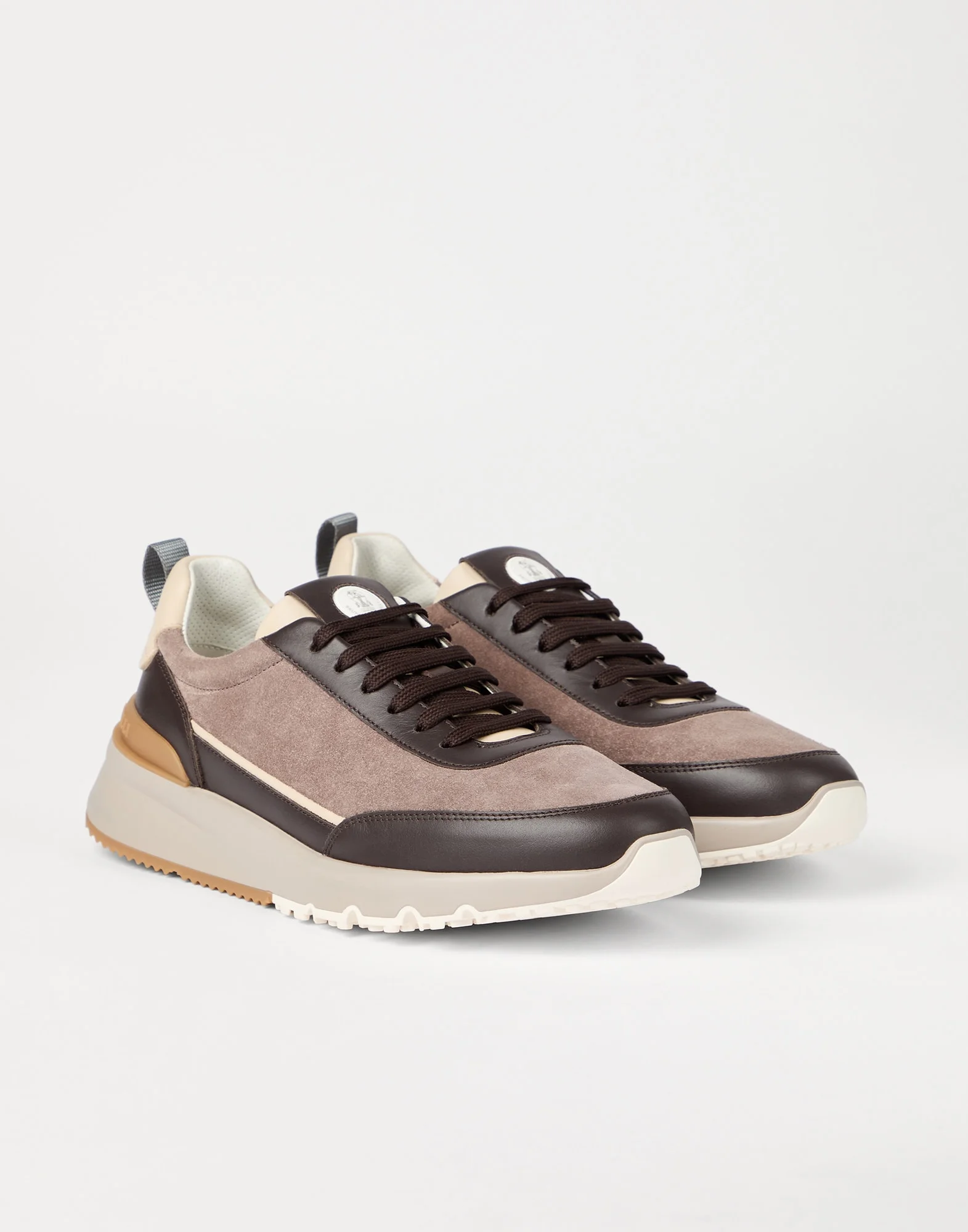 Washed suede and semi-polished calfskin runners - 1