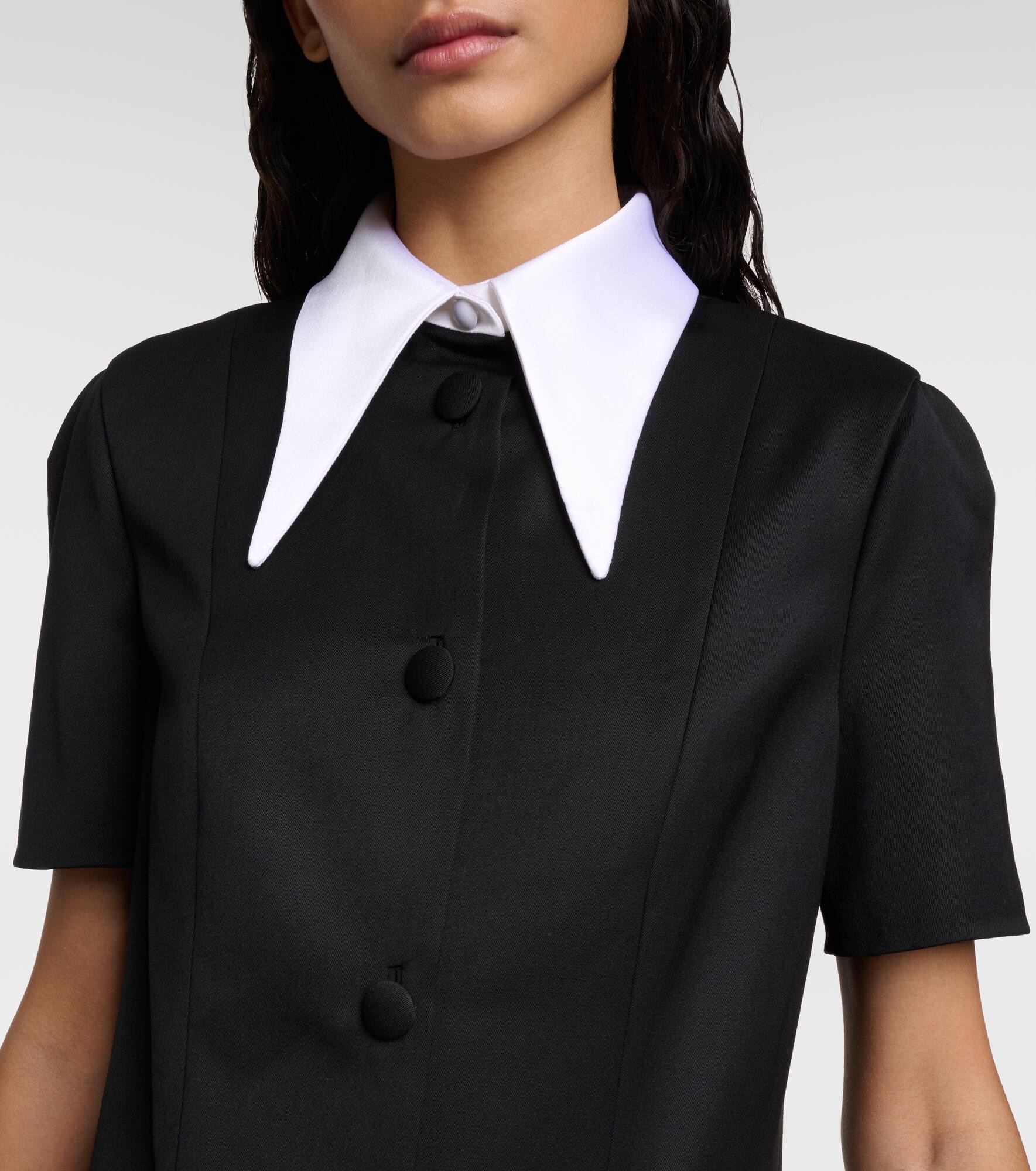 Wool satin shirt dress - 4
