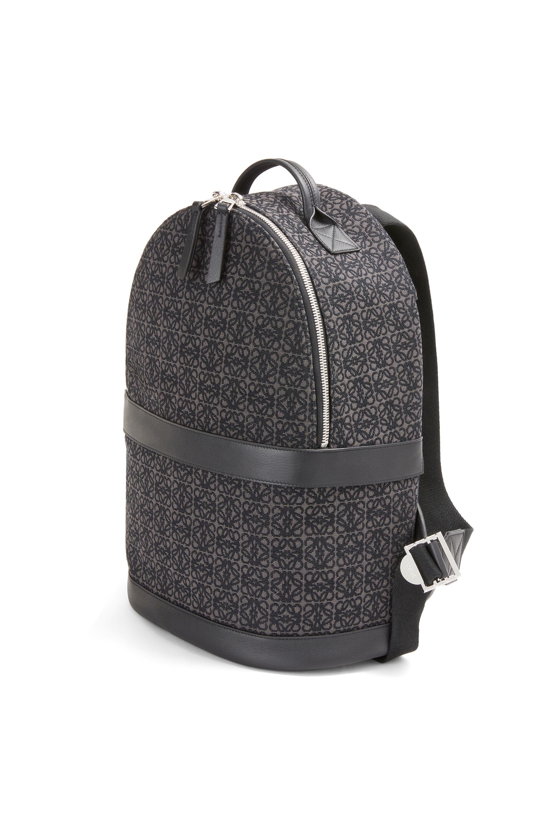 Round backpack in Anagram jacquard and calfskin - 3