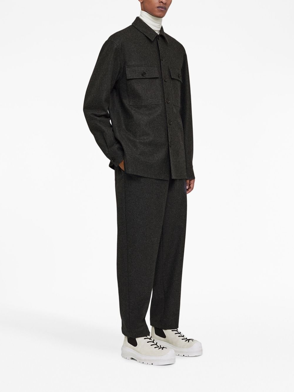 classic-collar wool shirt - 3