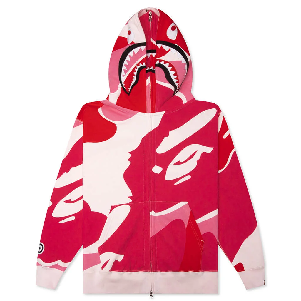 MEGA ABC CAMO DOUBLE SHARK RELAXED FIT FULL ZIP HOODIE - PINK - 1