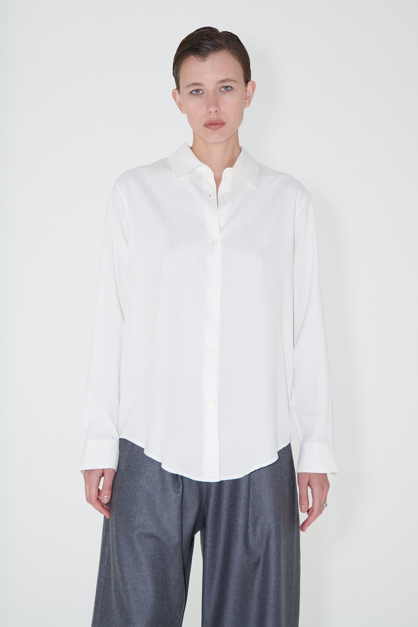 Line Shirt Off White Fine Silk - 1