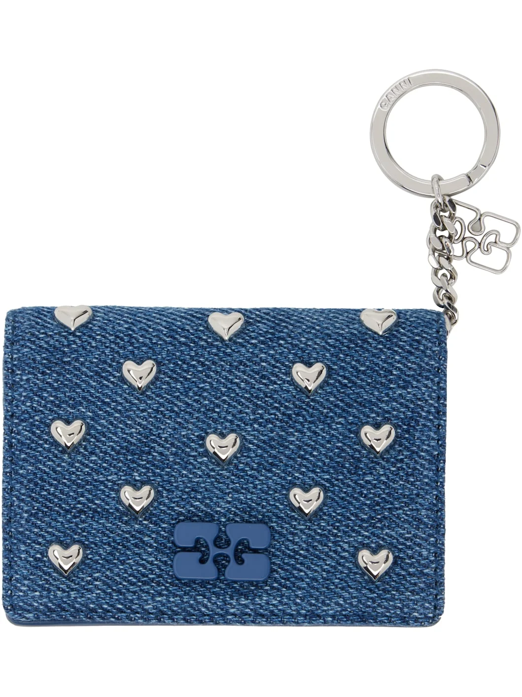 Navy Flap Heart Studs Bou Card Holder - 1