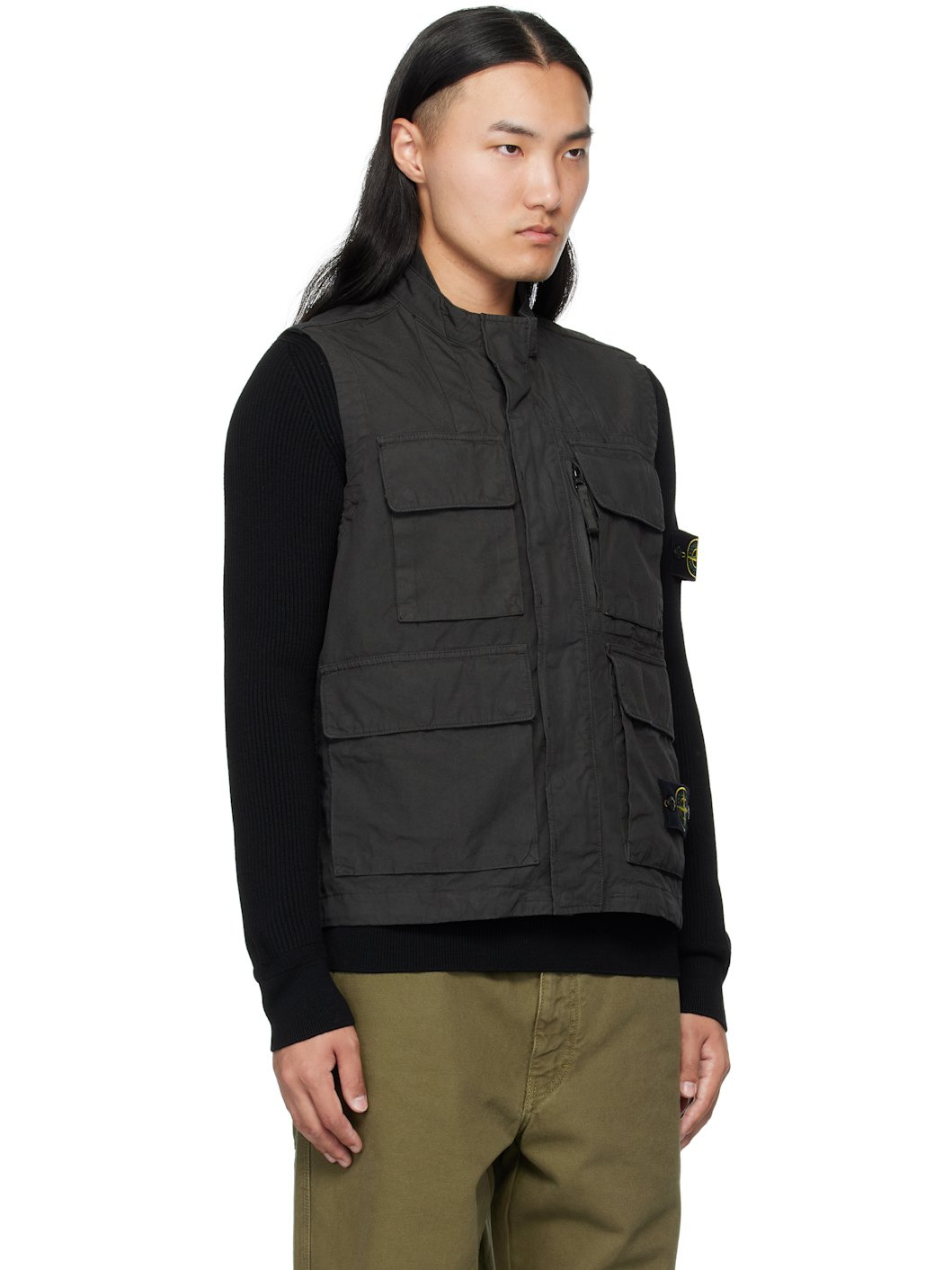Black G100001 Canvas Weave Cotton Vest - 2