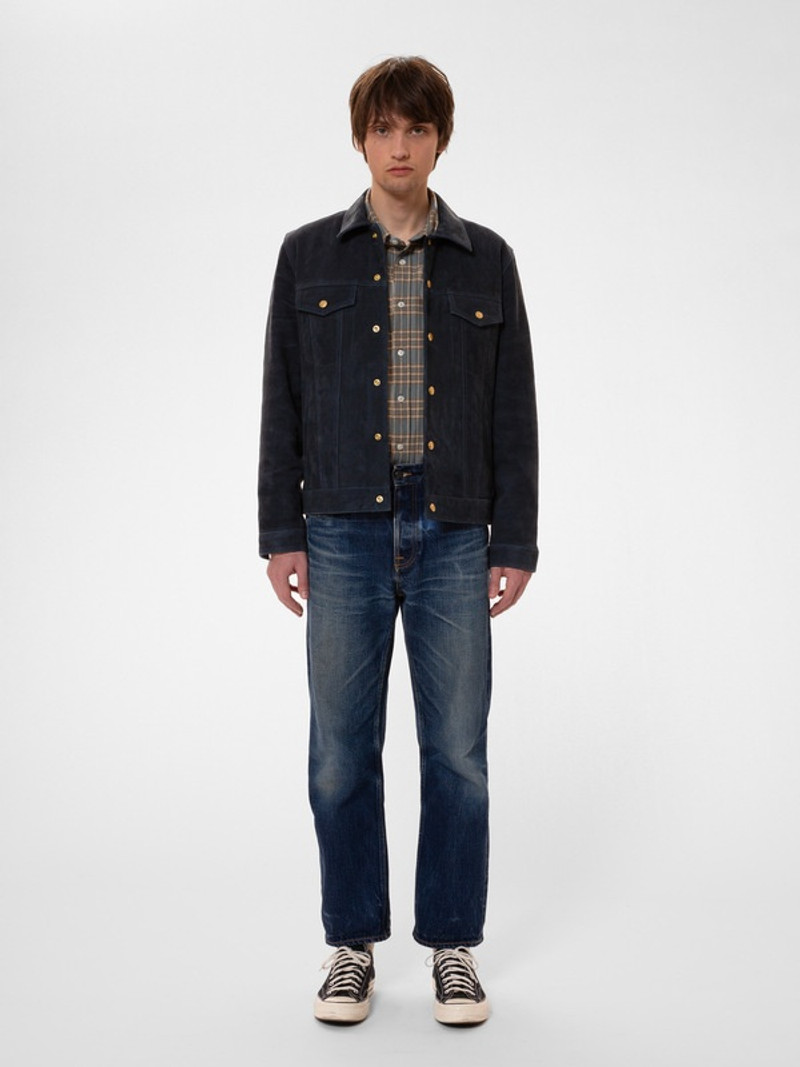 Nudie Jeans Robby Nubuck Jacket Navy outlook