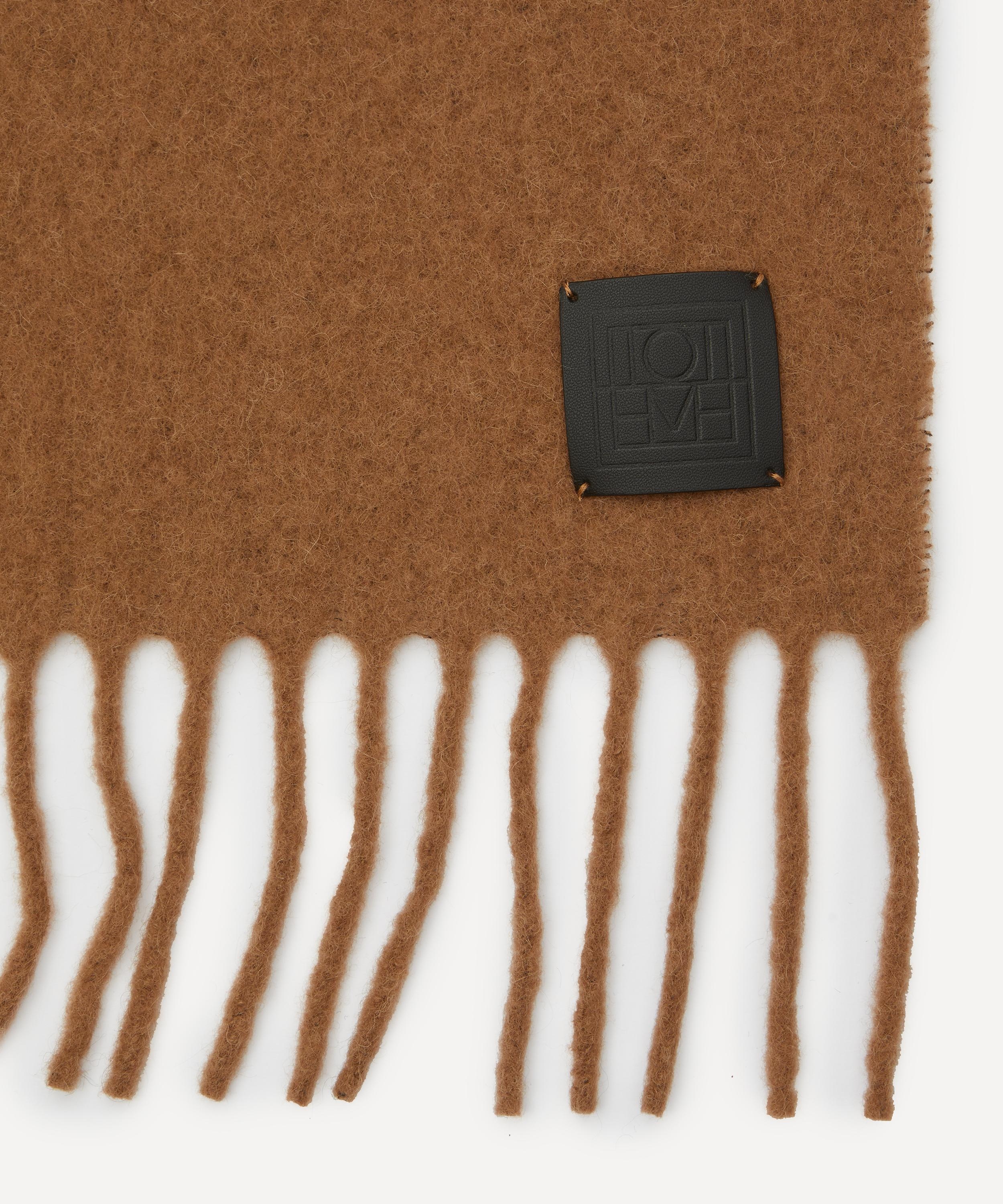 Fringed Leather Patch Scarf - 4