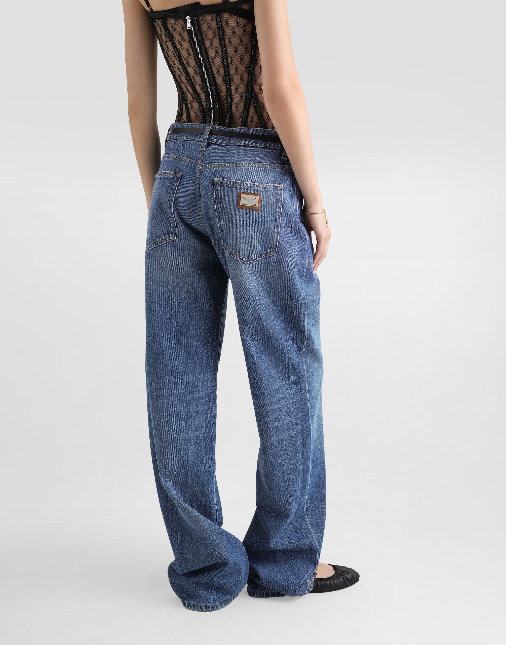 Loose denim jeans with pressed pleat - 5