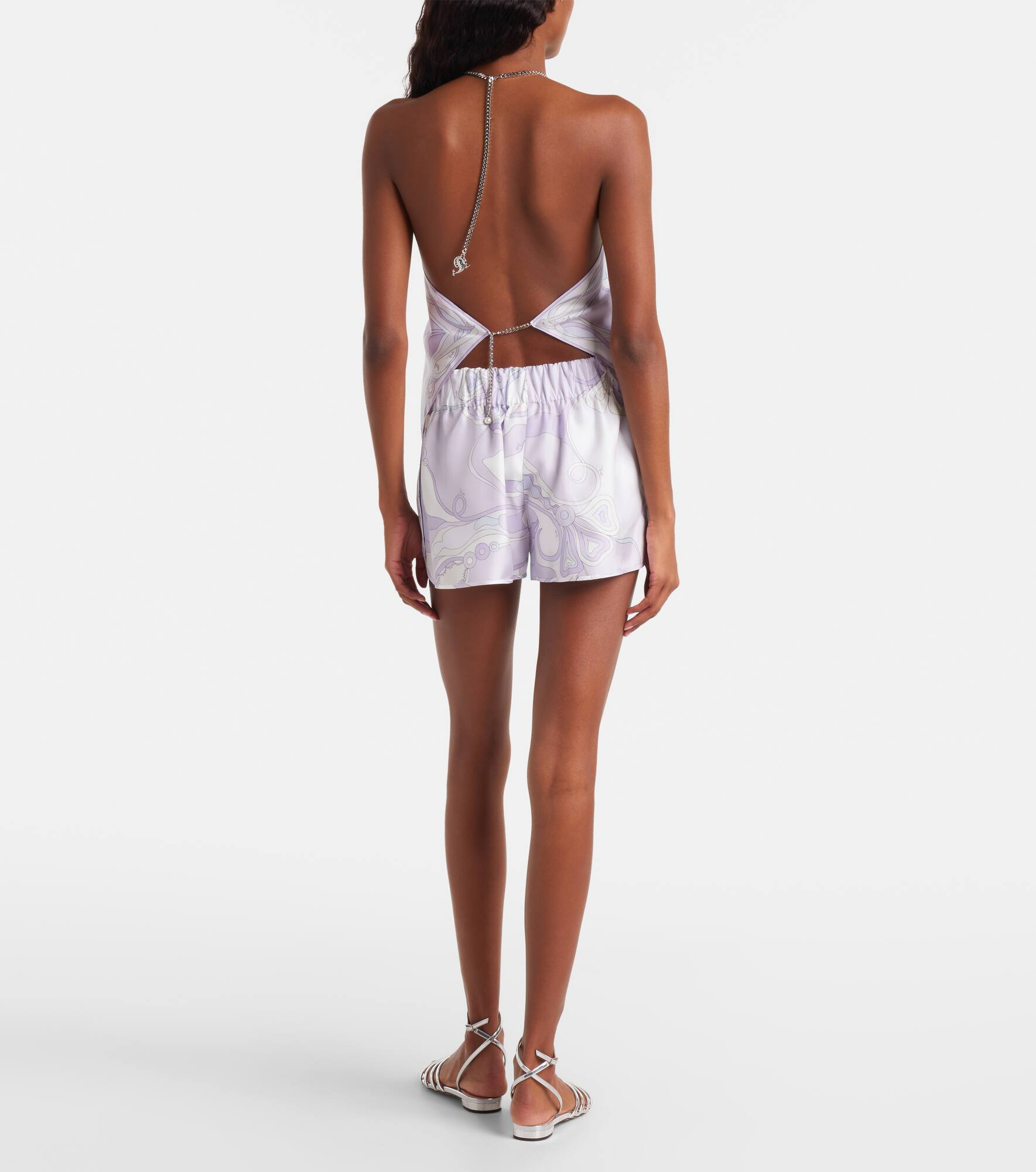 Orchidee embellished silk twill top - 3