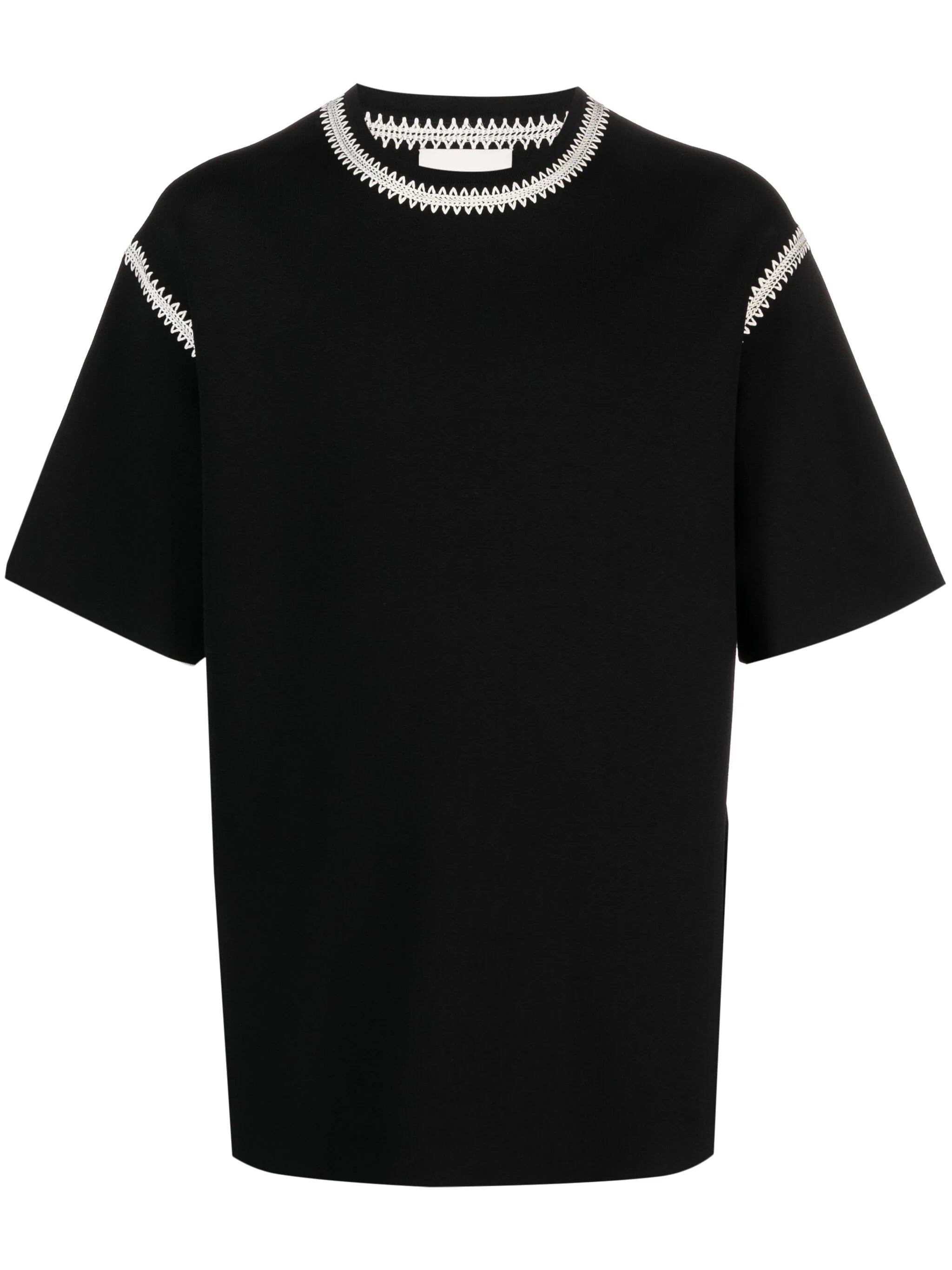 CROCHET-TRIM CREW-NECK T-SHIRT - 1