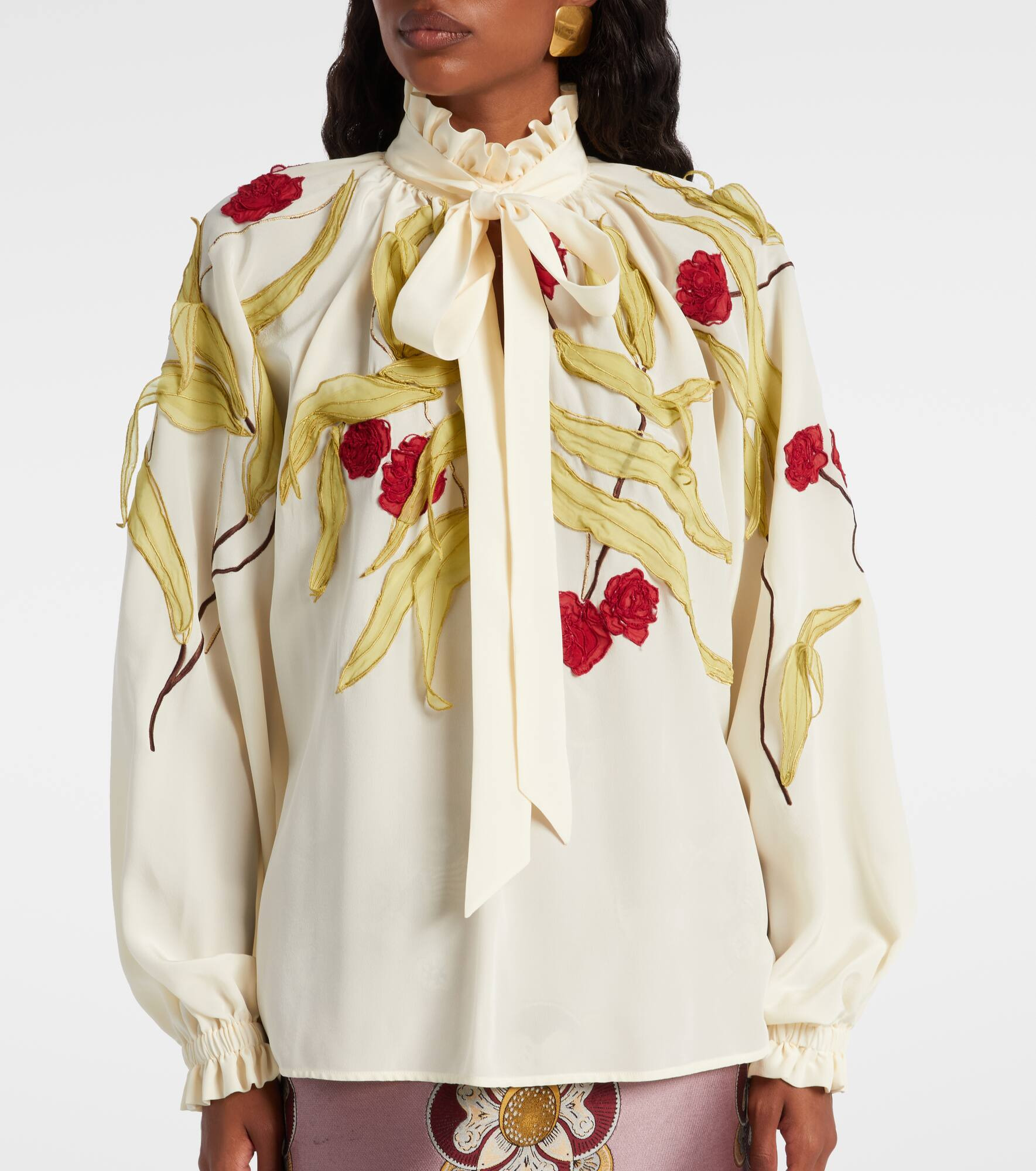 Cerere embroidered silk blouse - 6