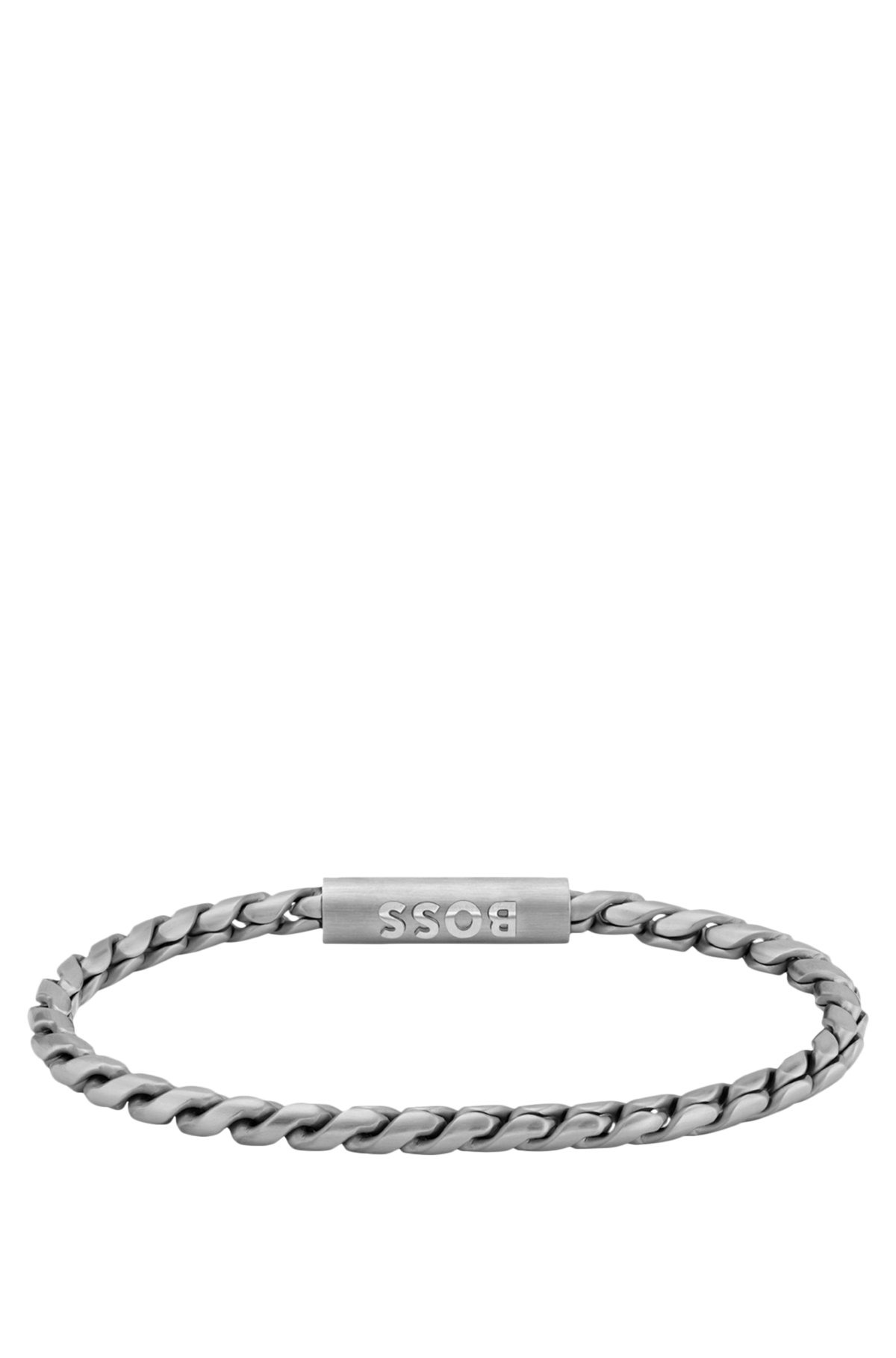 SILVER-TONE CUFF WITH BRAIDED CHAIN - 2