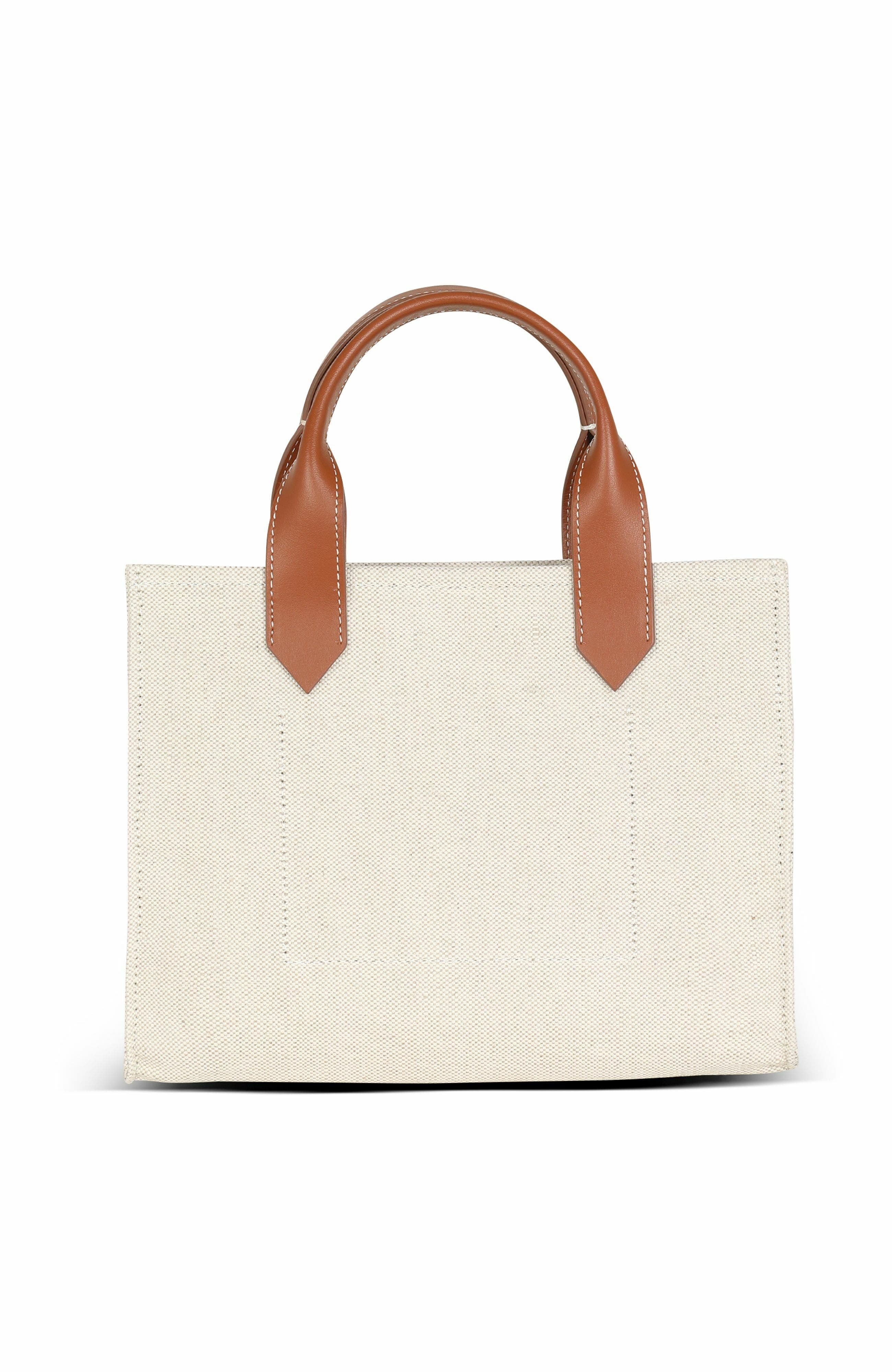 Balmain B-Army small tote bag in canvas and leather in Beige at Nordstrom - 2