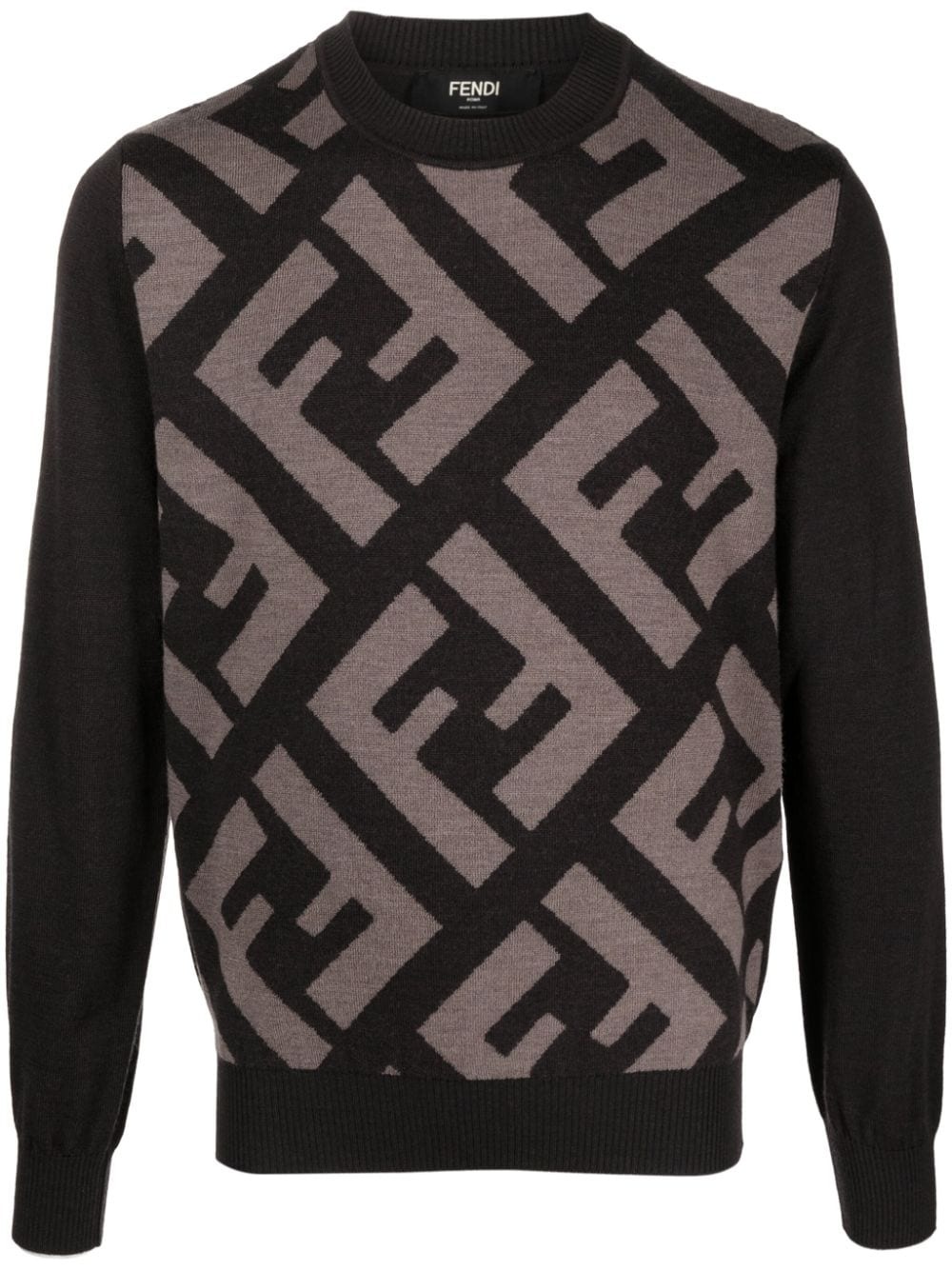 monogram-pattern wool jumper - 1