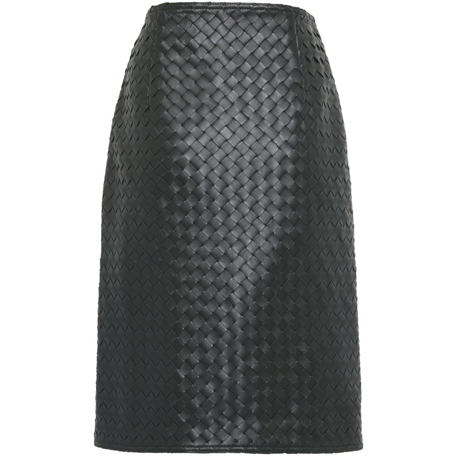 Intrecciato leather skirt - 2