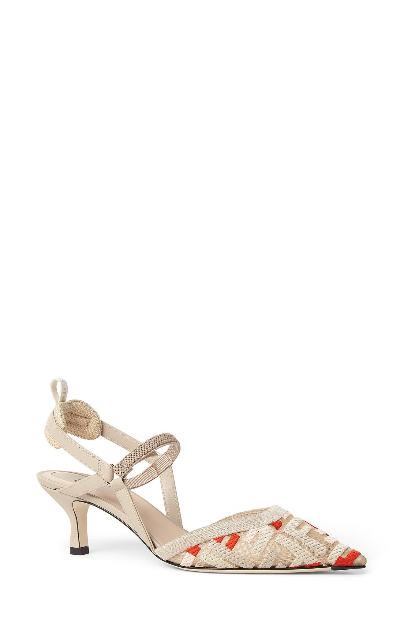 Fendi Colibrì Lite Pointed Toe Slingback Pump in Beige Multi at Nordstrom - 1