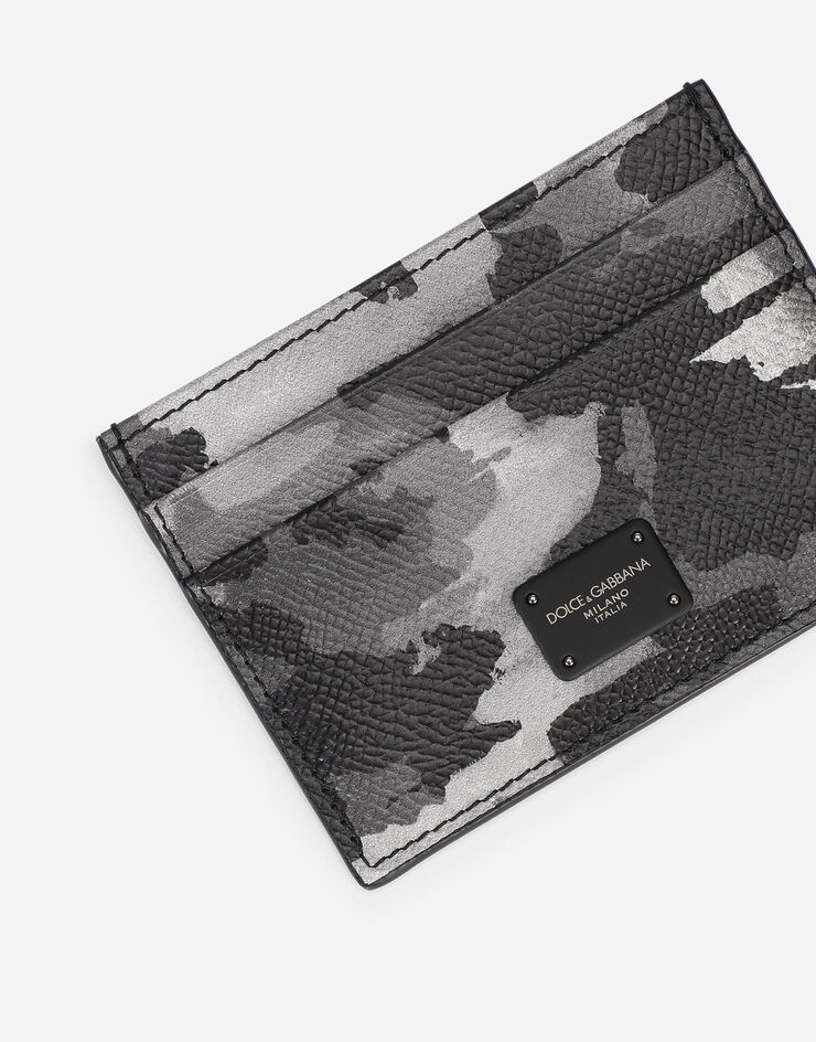 Dauphine calfskin card holder with camouflage print - 4