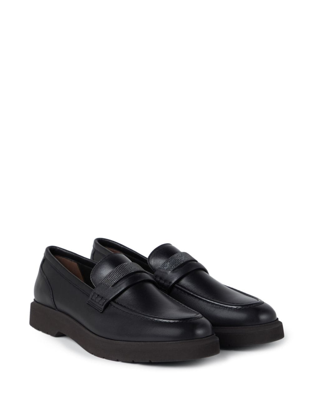crystal-embellished leather loafers - 2